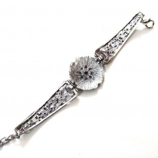 TIMELESS Green - Silver Oxidized Bracelet Wristlet Wristband Bangle Band Jewelry